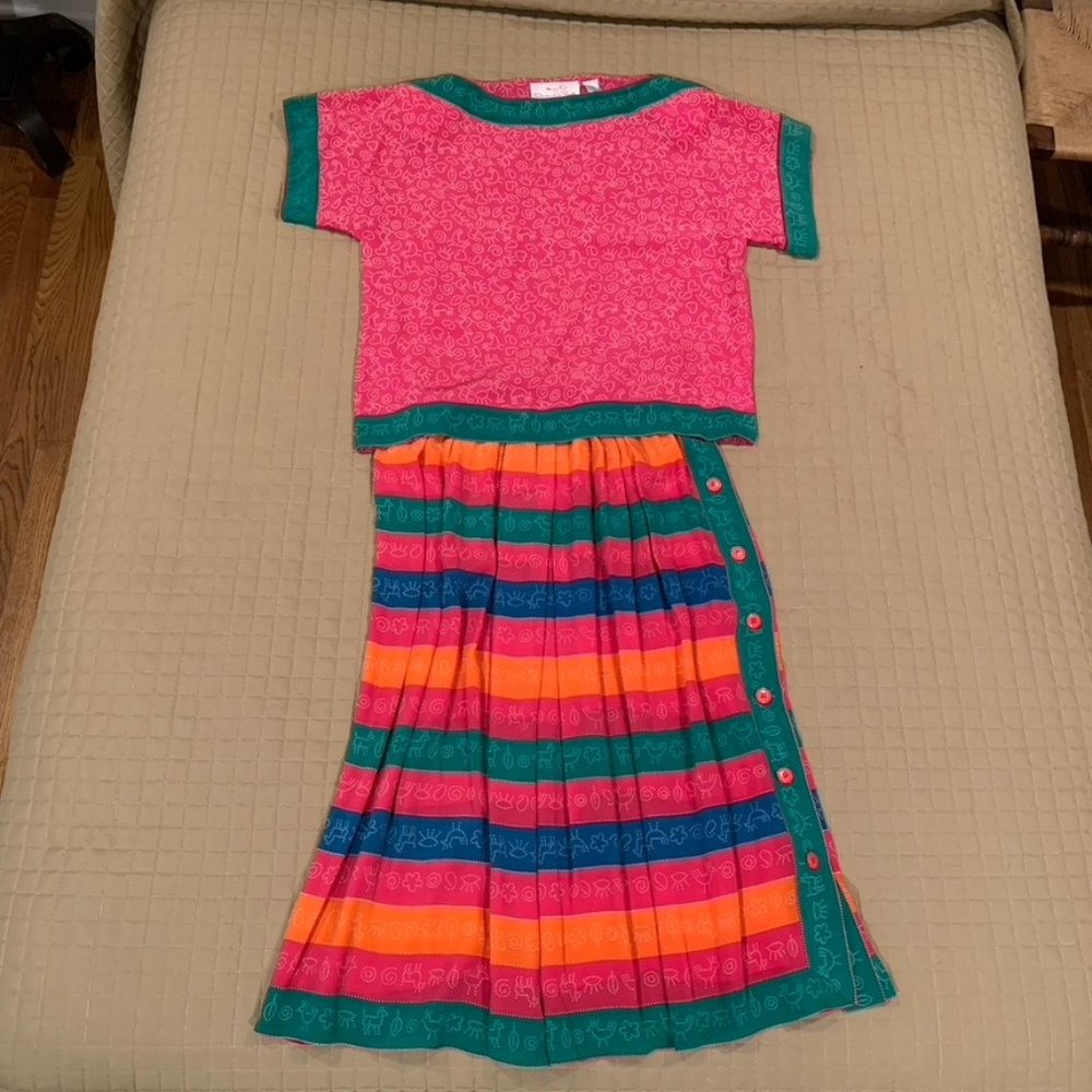 Oscar de la Renta, Miss D two-piece dress, Size 10.  Bright multi-color.